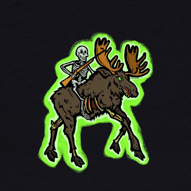 Creepy Alaska Moose Zombie Skeleton Hunter by maroonbeard